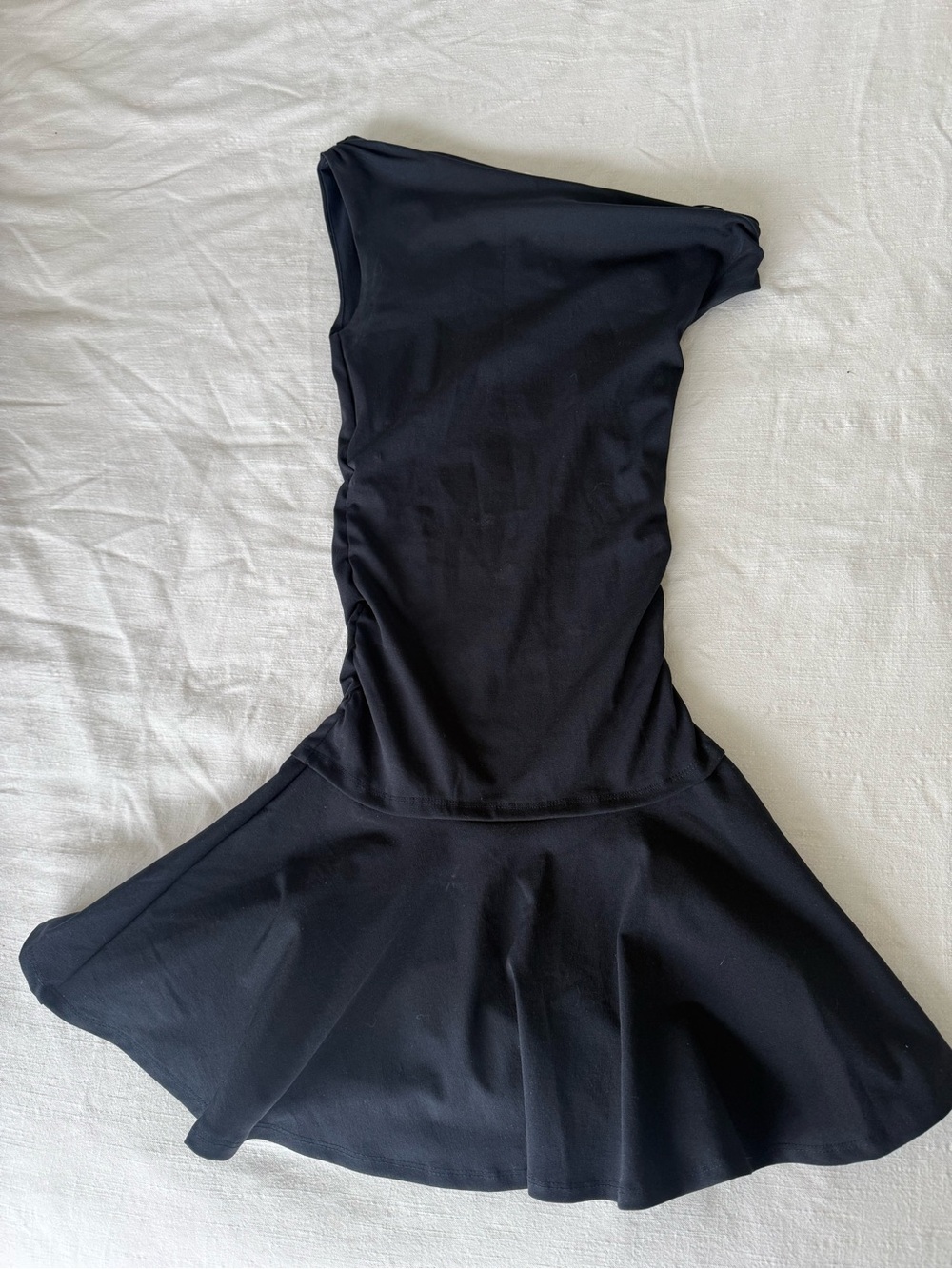 Zara Black One-Shoulder Flared Dress